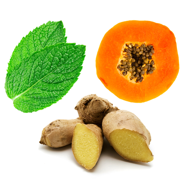 peppermint, papaya and ginger